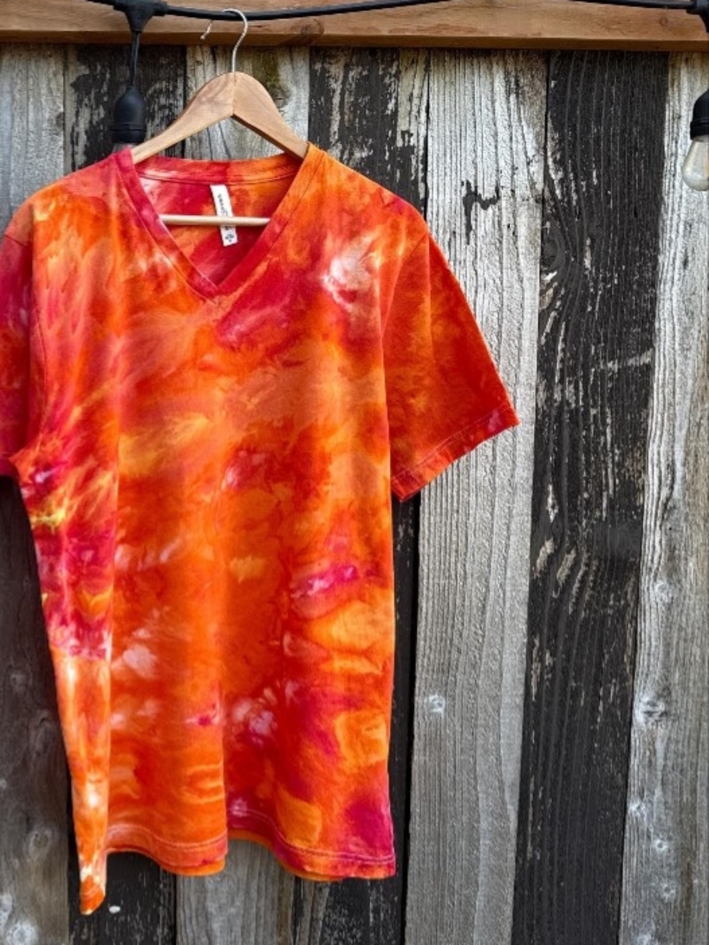 Bella Canvas Tie-Dye V-Neck Tee in Orange